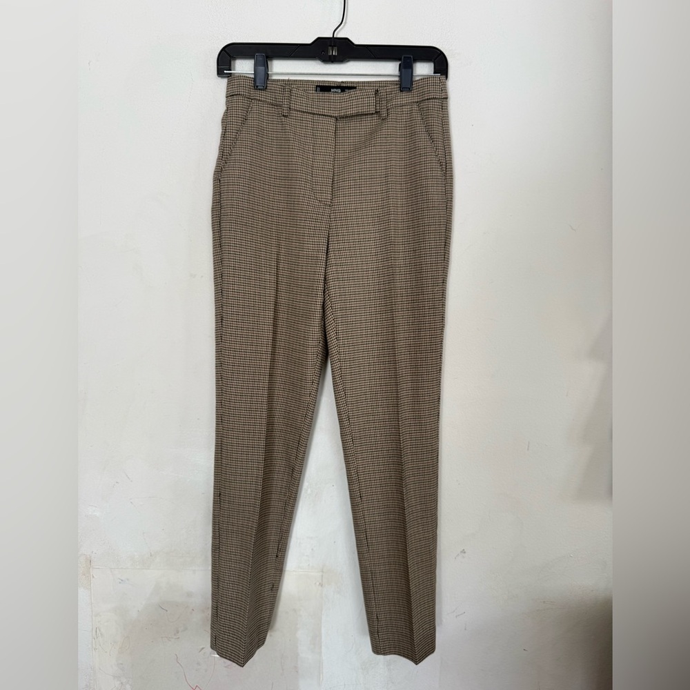 Mango Womens Houndstooth Wool Blend Trousers, Size US 2